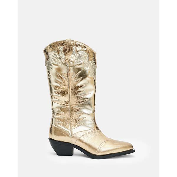 Allsaints Australia Womens Dixie Leather Metallic Boots White/Gold AU94-152